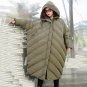new autumn winter hooded long sleeve solid color army green loose big size warm coat women jacket fa