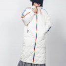 new autumn winter white solid color colroful striped split joint loose warm coat women jacket fashio