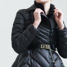 new autumn winter stand collar long sleeve solid color black false two loose big hem jacket women co