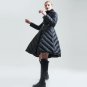new autumn winter stand collar long sleeve solid color black false two loose big hem jacket women co