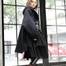 new autumn winter hooded long sleeve gauze split joint solid color metal ring coat women jacket fash