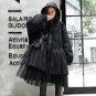 new autumn winter hooded long sleeve gauze split joint solid color metal ring coat women jacket fash