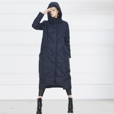 new autumn winter solid color dark blue orange loose big size long warm coat women jacket fashion ti