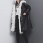 new autumn winter hgoded long sleeve solid color black fur loose big size  coat women jacket fashion