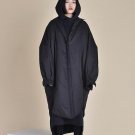 Winter New Fashion Balck White Keep Warm Loose Big Size Jacket Irregular Hem Bat Type Cotton Clothin