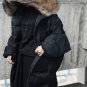 new autumn winter fur hooded long sleeve solid color black loose long big size jacket women coat fas