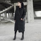 new autumn winter stand collar long sleeve solid color black vent cotton-padded big size coat women 
