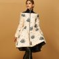 new autumn winter stand collar long sleeve solid color printed loose big hem warm coat women jacket 