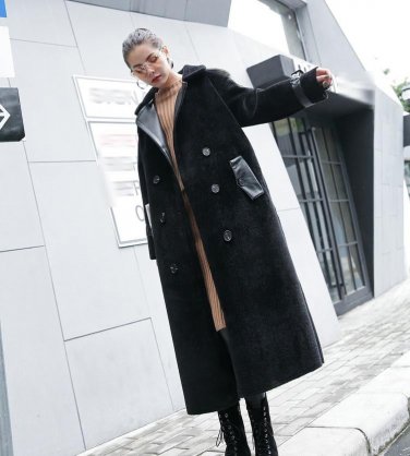 new autumn winter lapel long sleeve solid color camel loose long warm jacket women coat fashion tide