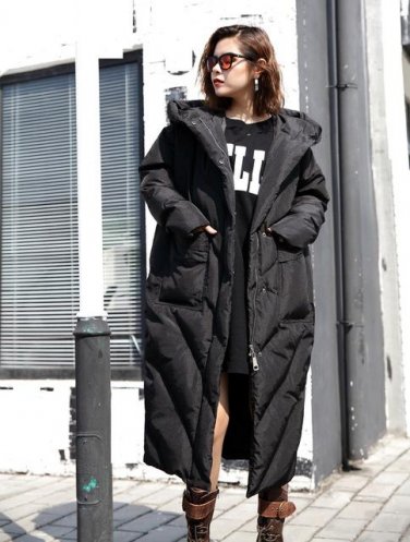 new autumn winter hooded long sleeve solid color black big size cotton-padded coat women jacket fash
