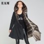 Winter New Fashion Loose Long Type Irregular Coat Black Gold Both Sides Clothes Hooded Keep Warm Jac