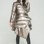 Winter New Fashion Loose Long Type Irregular Coat Black Gold Both Sides Clothes Hooded Keep Warm Jac