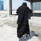 Autumn And Winter Fashion New Side Vent Hooded Long Type Windbreaker Loose Black Bat Sleeved Coat Wo