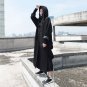 Autumn And Winter Fashion New Side Vent Hooded Long Type Windbreaker Loose Black Bat Sleeved Coat Wo