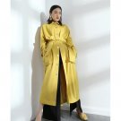 new autumn winter metal buckle belt solid color thicken yellow big size loose jacket women coat fash