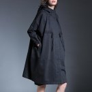 new autumn winter lapel long sleeve split joint loose big size solid color black jacket women coat f