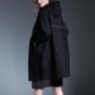 new autumn winter lapel long sleeve split joint loose big size solid color black jacket women coat f