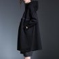 new autumn winter lapel long sleeve split joint loose big size solid color black jacket women coat f