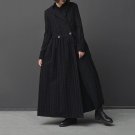 Autumn Winter Fashion Jacket New Vintage Color Noeted Stripe Long Type Windbreaker Loose Pockets Coa
