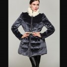 Winter Fashion New Long Sleeve Keep Warm Jacket Zipper Rabbit\'s Fur High Collar Loose Coat Women YA