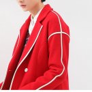 Winter Wool Blends Women Coat Single Breasted Striped Printed Length Sleeve Plus Size