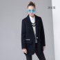 New Winter Coat Women Turn-Down Collar Character Appliques Single Button Medium Long Wool Coats Outw