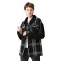 Woollen Coat Winter Women Loose Plaid Striped Contrast Color Thicken Woolen Jacket Overcoat