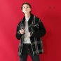 Woollen Coat Winter Women Loose Plaid Striped Contrast Color Thicken Woolen Jacket Overcoat
