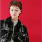 Woollen Coat Winter Women Loose Plaid Striped Contrast Color Thicken Woolen Jacket Overcoat