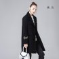 Winter Woolen Coat New Lapel Pocket Character Printing Embroidery Women Slim Long Blends Coats