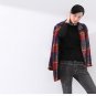 Winter Women Wool Blends Coat Plaid Long Sleeve Mid-Length Turn-down H Style Outerwear