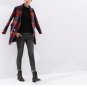 Winter Women Wool Blends Coat Plaid Long Sleeve Mid-Length Turn-down H Style Outerwear