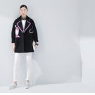 Winter Women Blends Wool Coat Turn-down Collar Long Sleeve Mid-length Embroidery Printed Outerwear