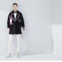 Winter Women Blends Wool Coat Turn-down Collar Long Sleeve Mid-length Embroidery Printed Outerwear