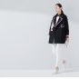 Winter Women Blends Wool Coat Turn-down Collar Long Sleeve Mid-length Embroidery Printed Outerwear
