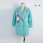 Winter Women Blends Wool Coat Turn-down Collar Long Sleeve Mid-length Embroidery Printed Outerwear