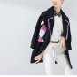 Winter Women Blends Wool Coat Turn-down Collar Long Sleeve Mid-length Embroidery Printed Outerwear