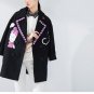 Winter Women Blends Wool Coat Turn-down Collar Long Sleeve Mid-length Embroidery Printed Outerwear