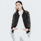 Winter Jacket Geometric Pattern American Varsity Baseball Women College University Jacket Coat Outwe