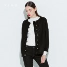 New Arrival Autumn Winter Elegant Women O-neck Snap Button Closured Wool Woolen Loose Basic Coat