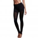 Ladies Mesh Pants See Through Leggings 2017 Casual Womens Black Wide Waistband Mesh Insert Stirrup L