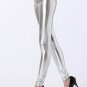 Lace Up Back Faux Leather Stretch Leggings Red/Black/Gold/Silver Women Gothic Punk High Elastic Wais