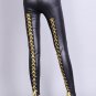 Lace Up Back Faux Leather Stretch Leggings Red/Black/Gold/Silver Women Gothic Punk High Elastic Wais