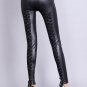 Lace Up Back Faux Leather Stretch Leggings Red/Black/Gold/Silver Women Gothic Punk High Elastic Wais