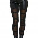 Fashion Punk Black Lace-up Faux Leather Gothic Pant For Women S79311 Women Girl New Spring Leggings
