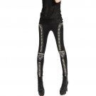 Free Shipping Fashion Punk Gothic Rhinestone Leggings Vintage Patchwork Stretch Skinny Pants Trouser