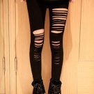 Casual Gossip Girl Punk Rock Star Slashed Torn Ripped Autumn Spring Women\'s Slashed Leggings Pant C