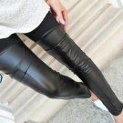 Casual Women Leggings Faux Leather Leggings Thin Black Leggings Stretchy Leggings Anle-Length Push U