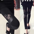 Leggings Women 2017 Ladies Leggins Autumn Winter Casual Elastic Waist Patchwork Lace Synthetic Leath