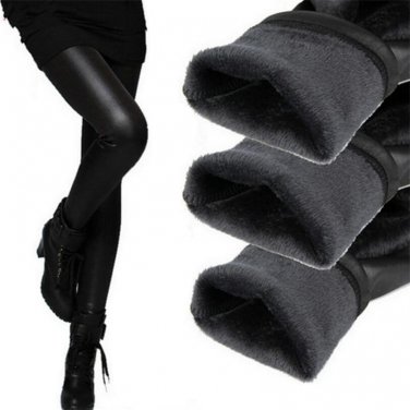 Thickening Black Leather Boots Leggings Skinny Pants Winter Warm Women\'s Trousers Winter Pants For 